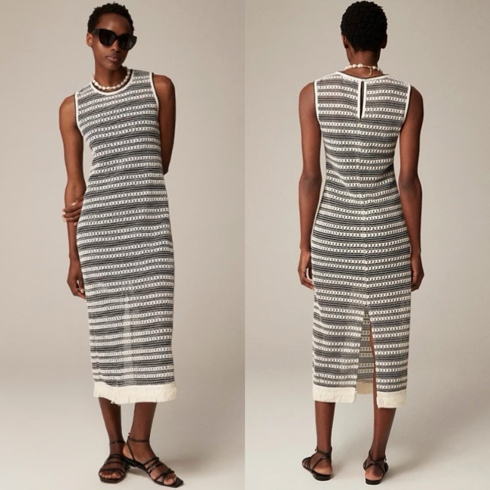 J. Crew Collection Crochet Striped Midi Dress